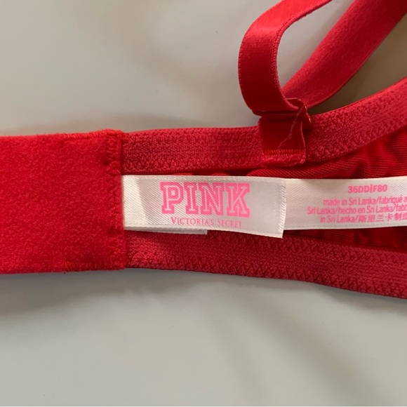 PINK • 36DD • Wear Everywhere T-Shirt Lightly Lined Bra Plaid Pink Spellout - Picture 5 of 5
